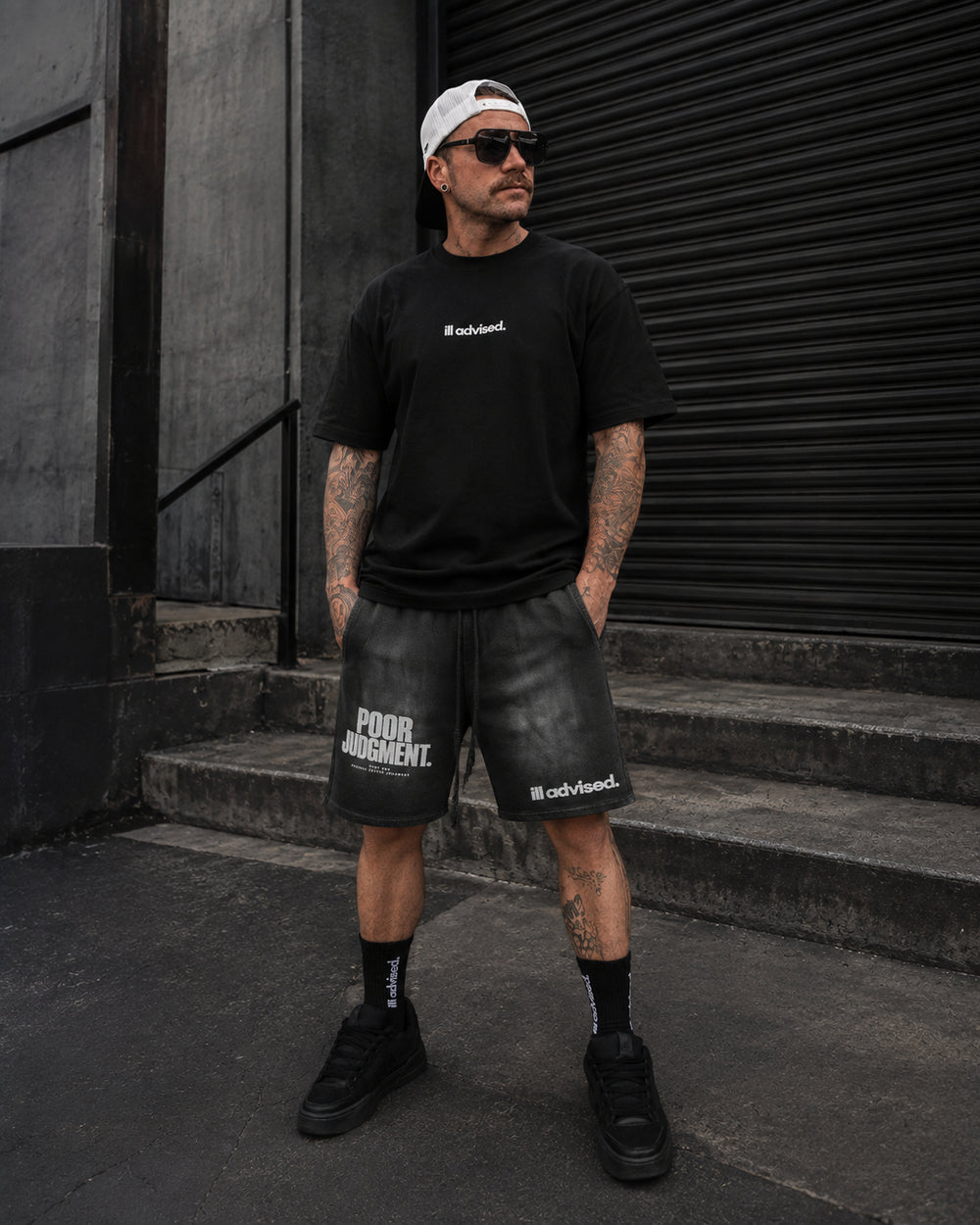 Poor Judgment Heavyweight Washed Graphic Shorts